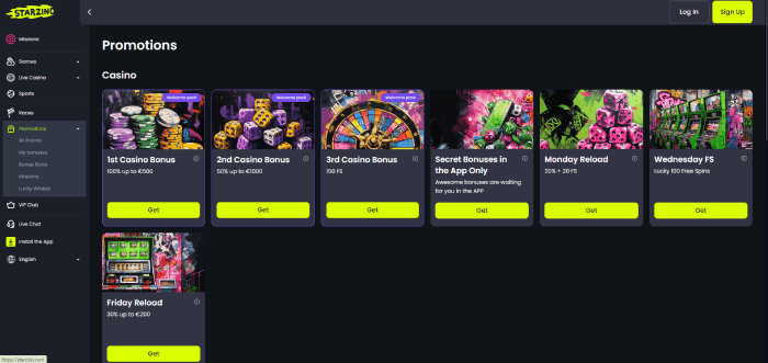 Geen limiet bonussen bij Starzino casino
