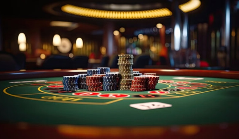 Casino fiches op een casinotafel